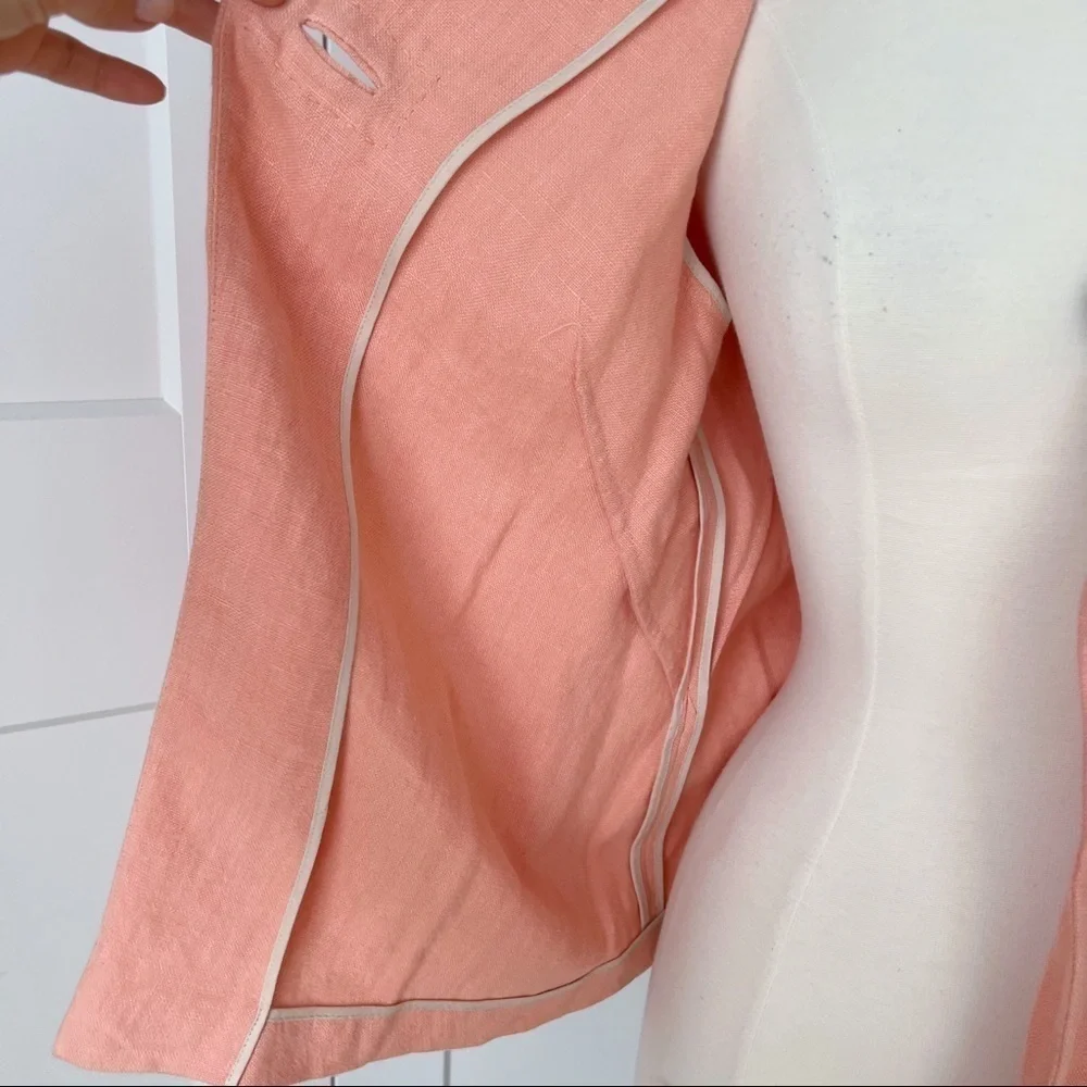 LAFAYETTE 148 Peach Linen Blazer Jacket sz. 2 - Picture 3 of 10